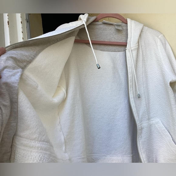 Liz Claiborne Hooded Textured Cotton Cardigan Sweatshirt Zip Up White - Small. - Picture 4 of 7